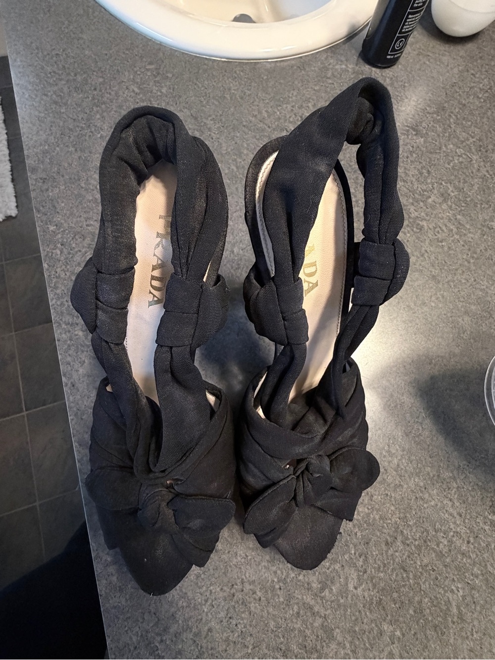 Prada Black Knotted High Heel Sandals - Women - Picture 2 of 9